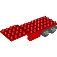 Duplo Trailer Four Rear Wheels, Elevated Front End, 4 x 12 Studs