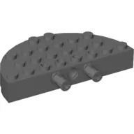 Brick Round Corner 4 x 8 Full Brick Double with 2 Fixed Rotatable Friction Pins [aka Boat Brick]