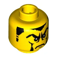 Minifig Head Vladek / Dracus / Knight, Sideburns with White Stripes, Frown and Facial Hair, White Pupils Print (Vladek) [Blocked Open Stud]