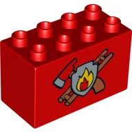 Duplo Brick 2 x 4 x 2 with Fire Department Print