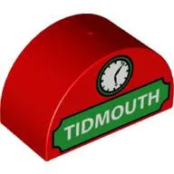 Duplo Brick 2 x 4 x 2 Curved Top with 'TIDMOUTH' and Clock Print