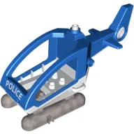 Duplo Helicopter with Cabin (Fixed Skids) with White Base and 'POLICE' Print
