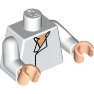 Torso Shirt, Open Collar, Light Nougat Neck Print (Han Solo), White Arms, Light Nougat Hands