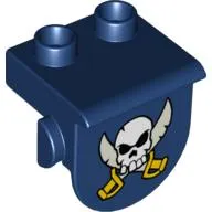 Duplo Plate 1 x 2 with Overhang with Skull & Sabers Print