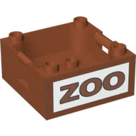 Duplo Container Box 4 x 4 with Studs on Corners with Zoo Print