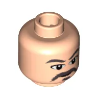 Minifig Head Fire Nation Soldier (Avatar), Gray Moustache, Goatee, Eyebrows Print [Blocked Open Stud]