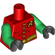 Torso Bodysuit, Yellow 'R' Symbol, Yellow Clasps and Belt Print (Robin), Green Arms, Black Hands