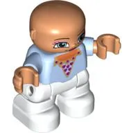 Duplo Figure with Soft Hair White, White Legs, Magenta Hearts Print (Princess)