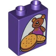 Duplo Brick 1 x 2 x 2 with Teddy Bear & Cookies (Biscuits) Print