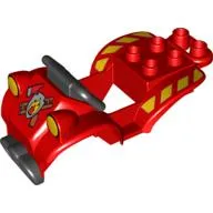 Duplo Quad Bike Top 4 x 8 x 2 - Black Handlebars & Red Fire Print