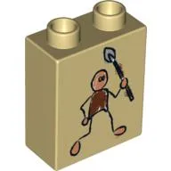Duplo Brick 1 x 2 x 2 with Cave Painting Human Print