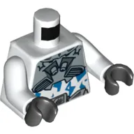 Torso Silver Body Armor with Blue Camouflage Print, White Arms, Black Hands