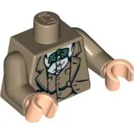 Torso Jacket with Waistcoat, Green Bow Tie & Diary Print, Dark Tan Arms, Light Nougat Hands
