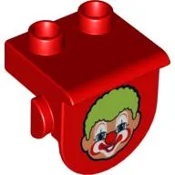 Duplo Plate 1 x 2 with Overhang with Clown Face Print