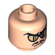 Minifig Head Snake Oiler, Gold Sunglasses, Moustache and Frown Print [Blocked Open Stud]