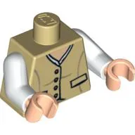 Torso Vest, 4 Buttons and 2 Pockets Print, White Arms, Light Nougat Hands