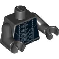 Torso Jacket with Dark Bluish Gray Buckles and Silver Chains Print, Black Arms and Hands