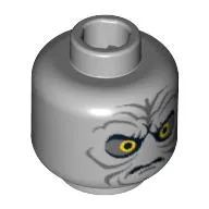 Minifig Head Palpatine (Emperor), Angry Black Eyebrows, Yellow Eyes with Black Circles, Wrinkles Print [Blocked Open Stud]