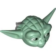 Minifig Head Special, Yoda Straight Ears with Large Eyes and Gray Hair Print