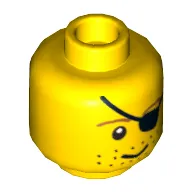 Minifig Head Pirate, Eyepatch, Brown Eyebrows, Stubble Print [Blocked Open Stud]