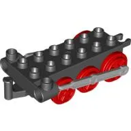 Duplo Train Chassis with Light Bluish Gray Drive Rod & Red Wheels