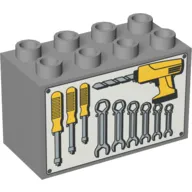 Duplo Brick 2 x 4 x 2 with Tools on Light Gray Background Print