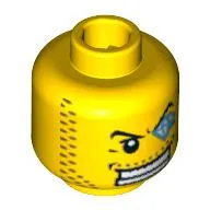 Minifig Head Dollar Bill, Male, Arched Eyebrow, White Teeth, Course Stubble, Jewel over Left Eye Print [Blocked Open Stud]