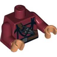 Torso Shirt, Dark Brown Belt and Sash with Ceremonial Knife Print, Dark Red Arms, Nougat Hands