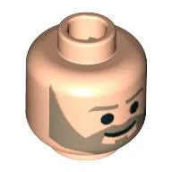 Minifig Head Crix Madine, Trim Brown Beard, Eyebrows and Smile Print [Blocked Open Stud]