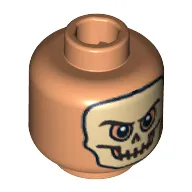 Minifig Head Cemetery Warrior, Dual Sided, Skull Mask / Arched Eyebrows and White Pupils Print [Blocked Open Stud]