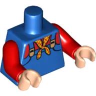 Torso Overalls with Checkered Bandana Print (Stinky Pete), Red Arms, Light Nougat Hands