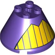 Cone 4 x 4 x 2, Axle Hole with Yellow Teeth Print