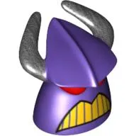 Minifig Head Special with Large Red Eyes and Yellow Mouth, Helmet with Horns (Zurg)