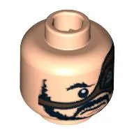 Minifig Head Ghazab, Beard, Moustache, Large Eyepatch, Determined Expression Print [Blocked Open Stud]