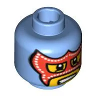 Minifig Head Super Wrestler, Balaclava with Eye and Mouth Holes, Red Mask and White Pupils Print