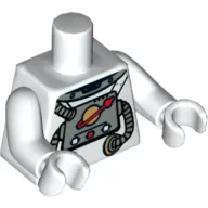 Torso Spacesuit with Space Logo and Tubes Print, White Arms and Hands
