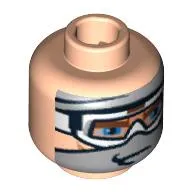 Minifig Head Anakin Skywalker, Dual Sided, Thick Eyebrows, Blue Eyes, Scar and Lines / Snow Goggles and Gray Bandana Print [Blocked Open Stud]