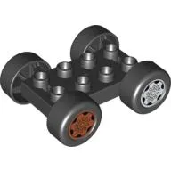 Duplo Car Base 2 x 4 with Black Tires and Dark Orange Sport and Light Bluish Gray Sport Wheels Print
