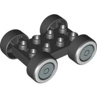 Duplo Car Base 2 x 4 with Removable Metal Axles, Black Tires with Whitewall and Silver Hub Cap Print
