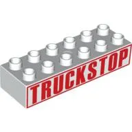 Duplo Brick 2 x 6 with 'Truckstop' In Red Letters Print