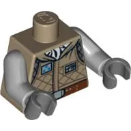 Torso Hoth Rebel Jacket with White Scarf and Reddish Brown Belt Print, Light Bluish Gray Arms, Dark Bluish Gray Hands