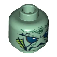 Minifig Head Portal Emperor, Large Blue Eyes, Turtle Mouth and Gills Print [Blocked Open Stud]