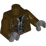 Torso Jacket with Silver Buttons and Ammo Belt Print (Cad Bane), Dark Brown Arms, Dark Bluish Gray Hands