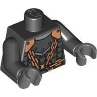 Torso Scale Mail, Copper Shoulder Armour and Chains Front and Back Print, Black Arms, Dark Bluish Gray Hands