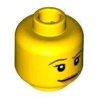 Minifig Head Lifeguard, Pink Lips, Thin Brown Eyebrows and White Pupils Print [Blocked Open Stud]