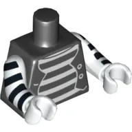 Torso Vest Open over Whited Striped Undershirt Print, White Arms and Hands with Black Stripes Print