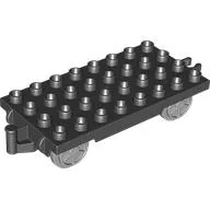 Duplo Train Wagon Base 4 x 8 with Light Bluish Gray Wheels and Moveable Hook
