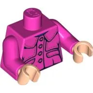 Torso Jacket with Collar, 4 Buttons on Front, 2 Buttons on Back print, Dark Pink Arms, Light Nougat Hands