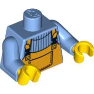 Torso Overalls Bright Orange over Sweater Print, Medium Blue Arms, Yellow Hands