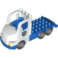 Duplo Truck Large Cab with Blue 4 x 8 Flatbed Plate and Police Badge Print